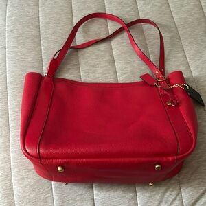 Red coach tote purse